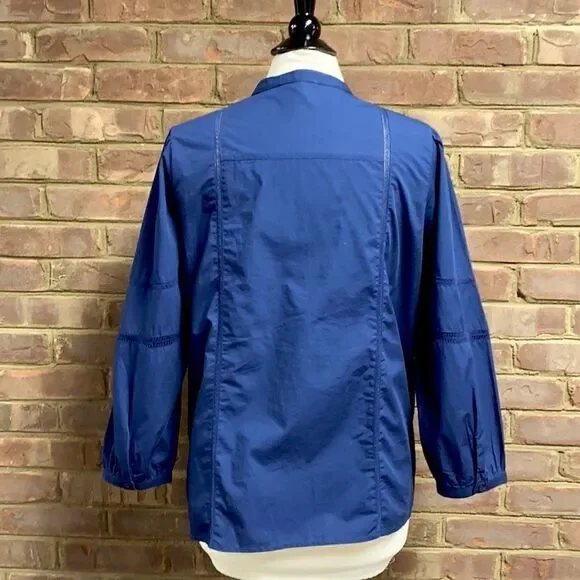 Lucky Brand Navy Long Sleeve Poplin Peasant Top - Picture 3 of 7